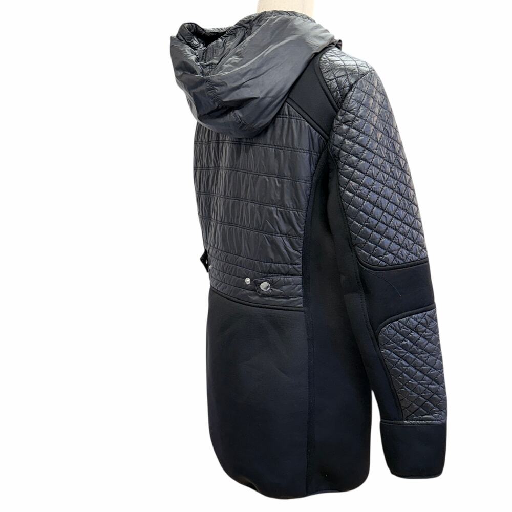 Michael Kors Women's Black moto bubble jacket Quilted Coat M 3/4 length Winter - Picture 4 of 15